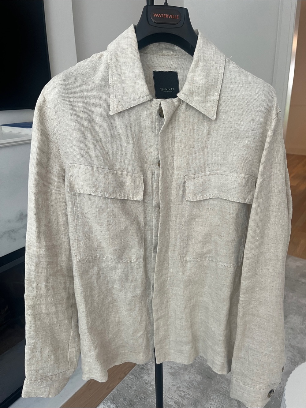 Sand Copenhagen Beige Linen Overshirt Jacket - Men's Casual Shirt Jacket